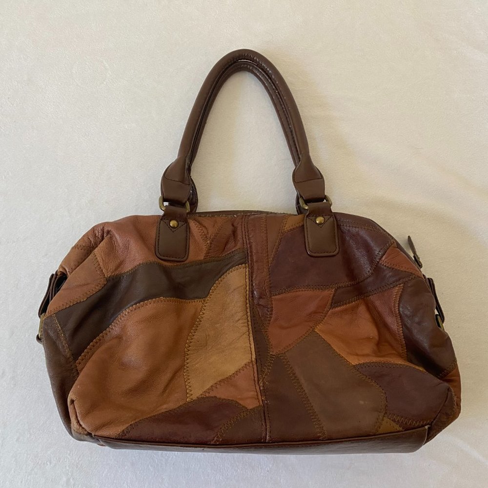 Necessary Objects Patchwork Handbag Vegan Leather Satchel Purse